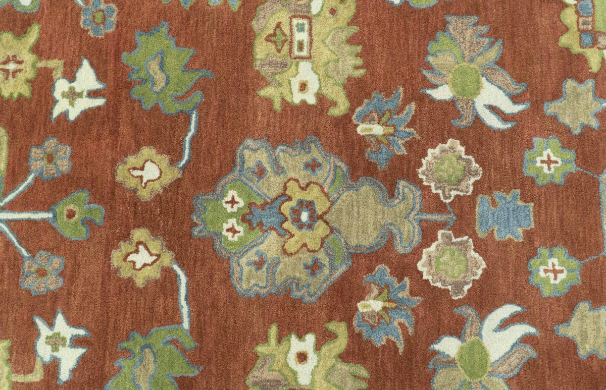 Custom Made Rust And Beige Traditional Oushak Design Hand Tufted 8x10 Wool Rug