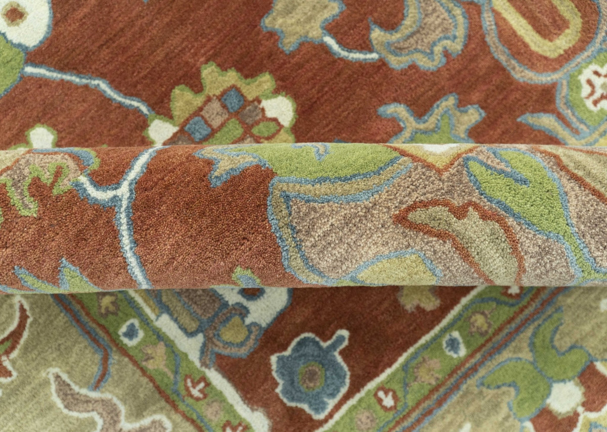 Custom Made Rust And Beige Traditional Oushak Design Hand Tufted 8x10 Wool Rug