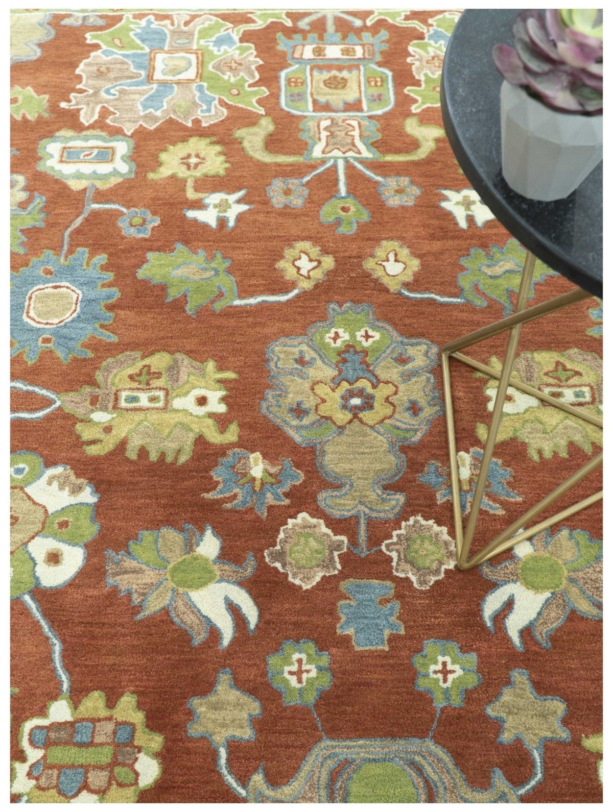 Custom Made Rust And Beige Traditional Oushak Design Hand Tufted 8x10 Wool Rug