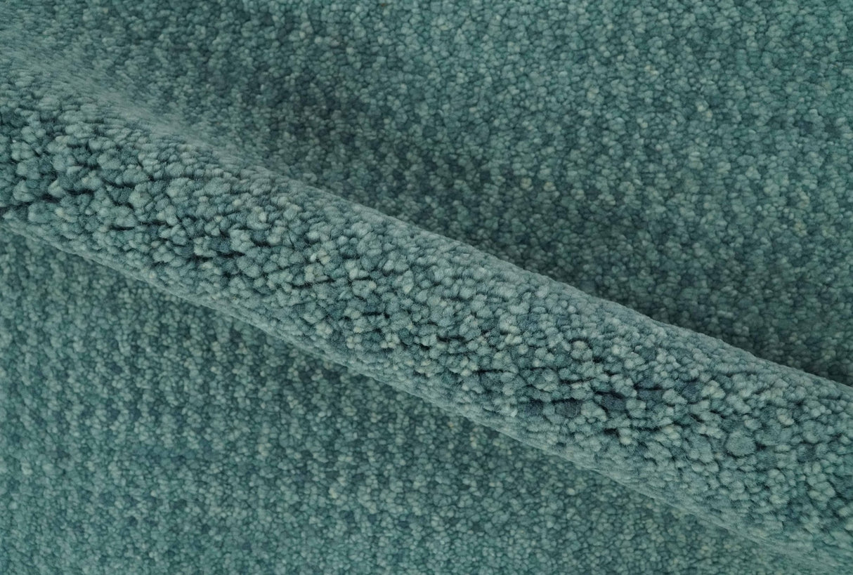 Custom Made shades of Sea Blue Contemporary Hand Knotted Wool area Rug
