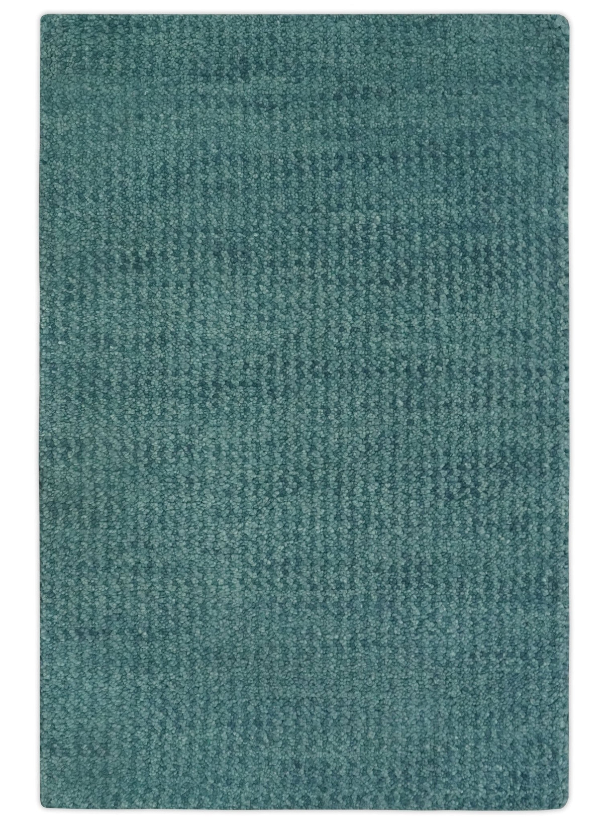 Custom Made shades of Sea Blue Contemporary Hand Knotted Wool area Rug