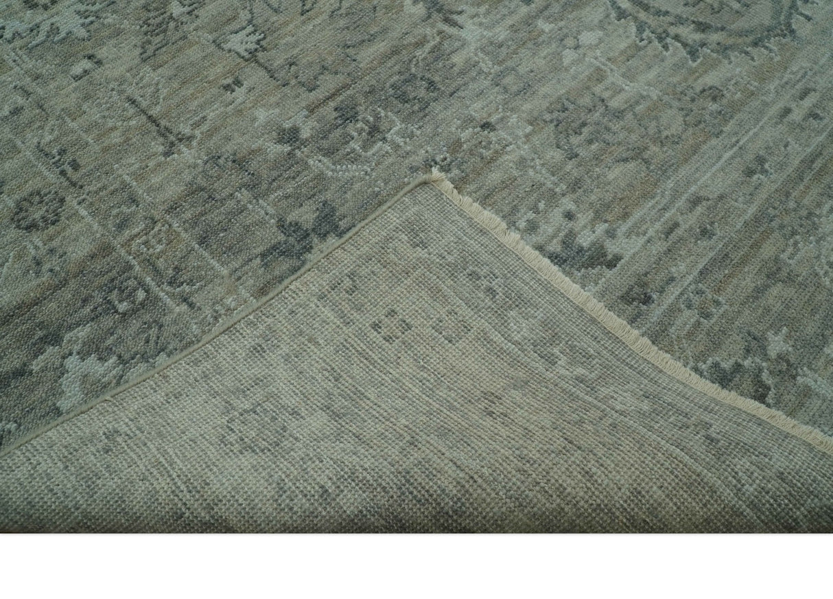 Custom Made Silver Brown Traditional Transitional Hand Knotted Wool Rug