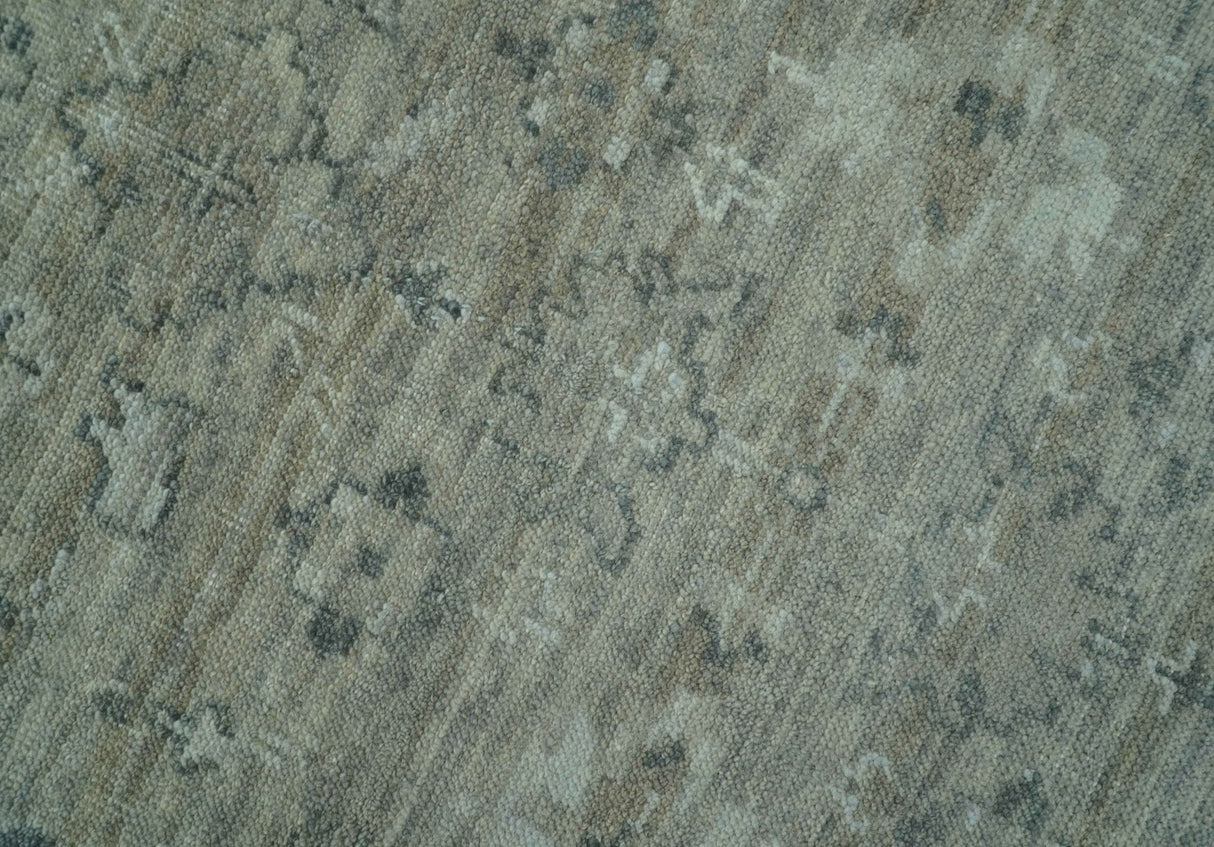 Custom Made Silver Brown Traditional Transitional Hand Knotted Wool Rug