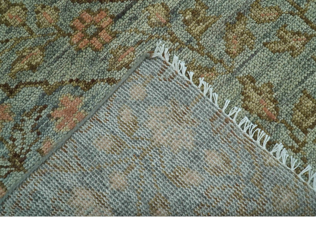 Custom Made Silver, Pink And Brown Floral Motifs Design Hand Knotted wool area rug