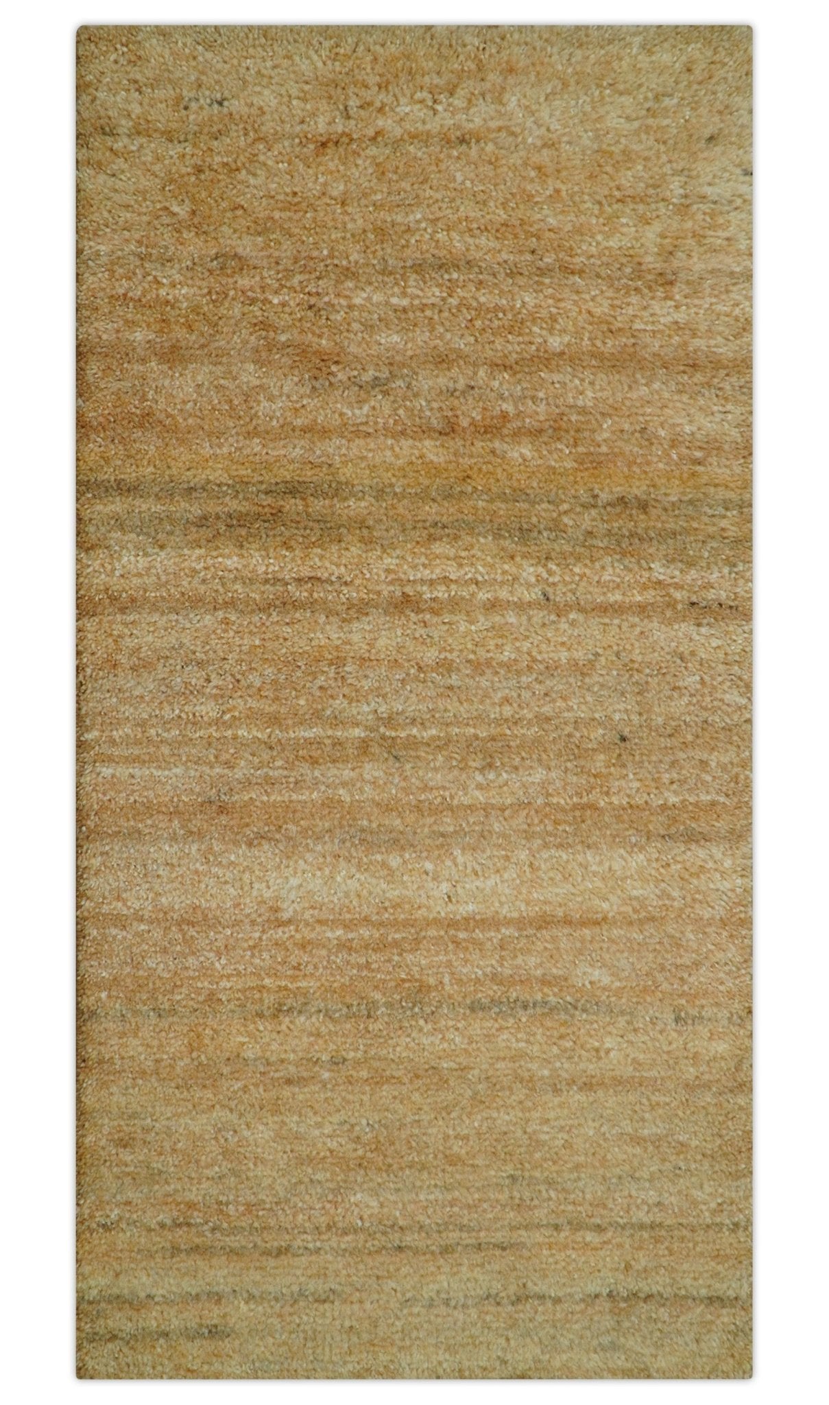 Custom Made Solid Design Camel Hand Knotted Wool Area Rug