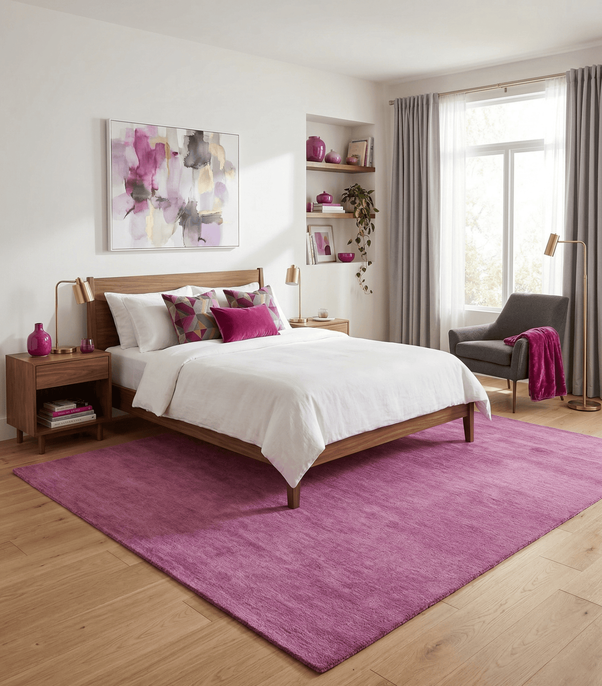 Custom made Solid Plane Purple Woolen Hand Tufted Multi Size wool area Rug