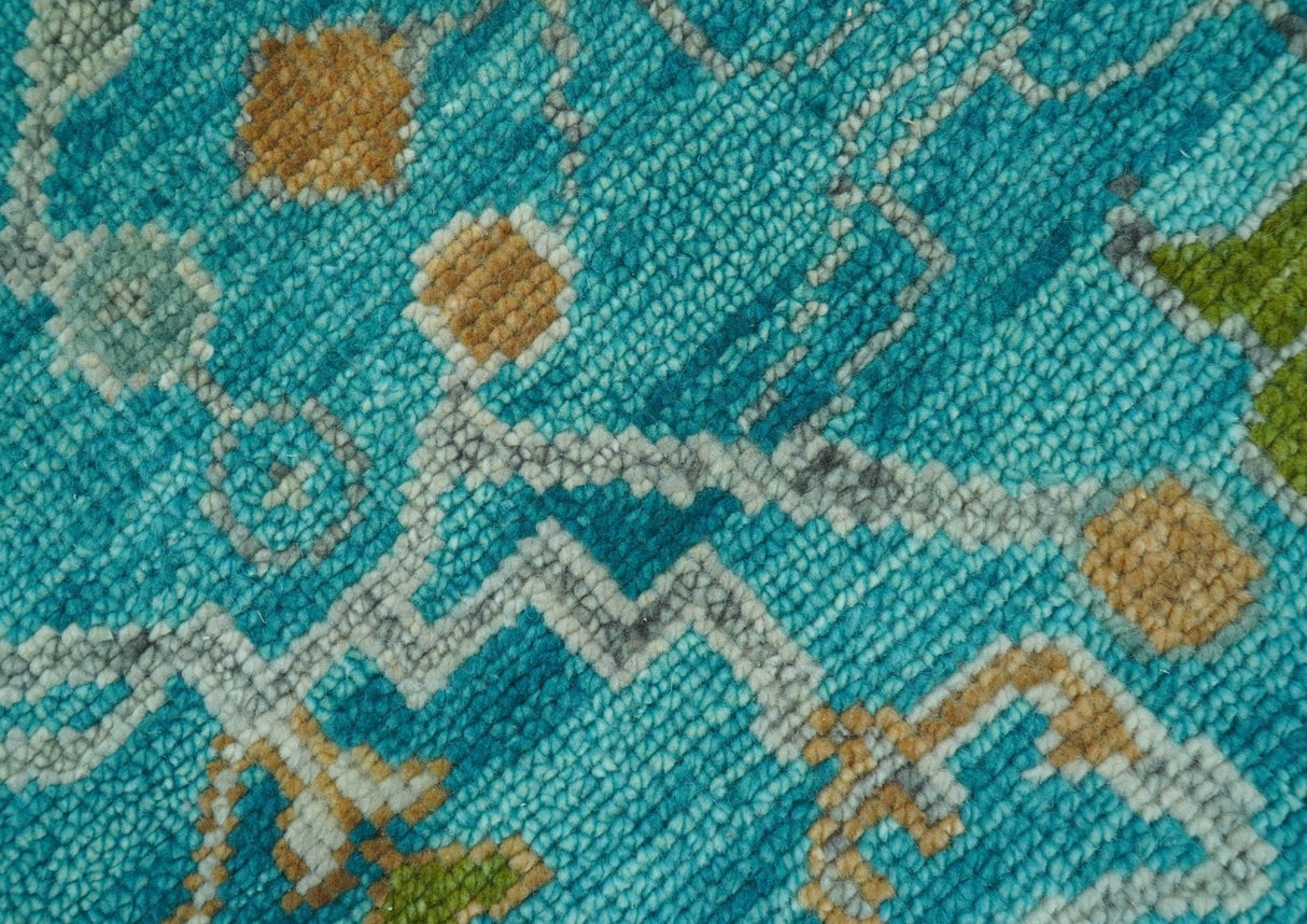 Custom Made The Plants and Roots Blue Hand Knotted Traditional Wool Area Rug