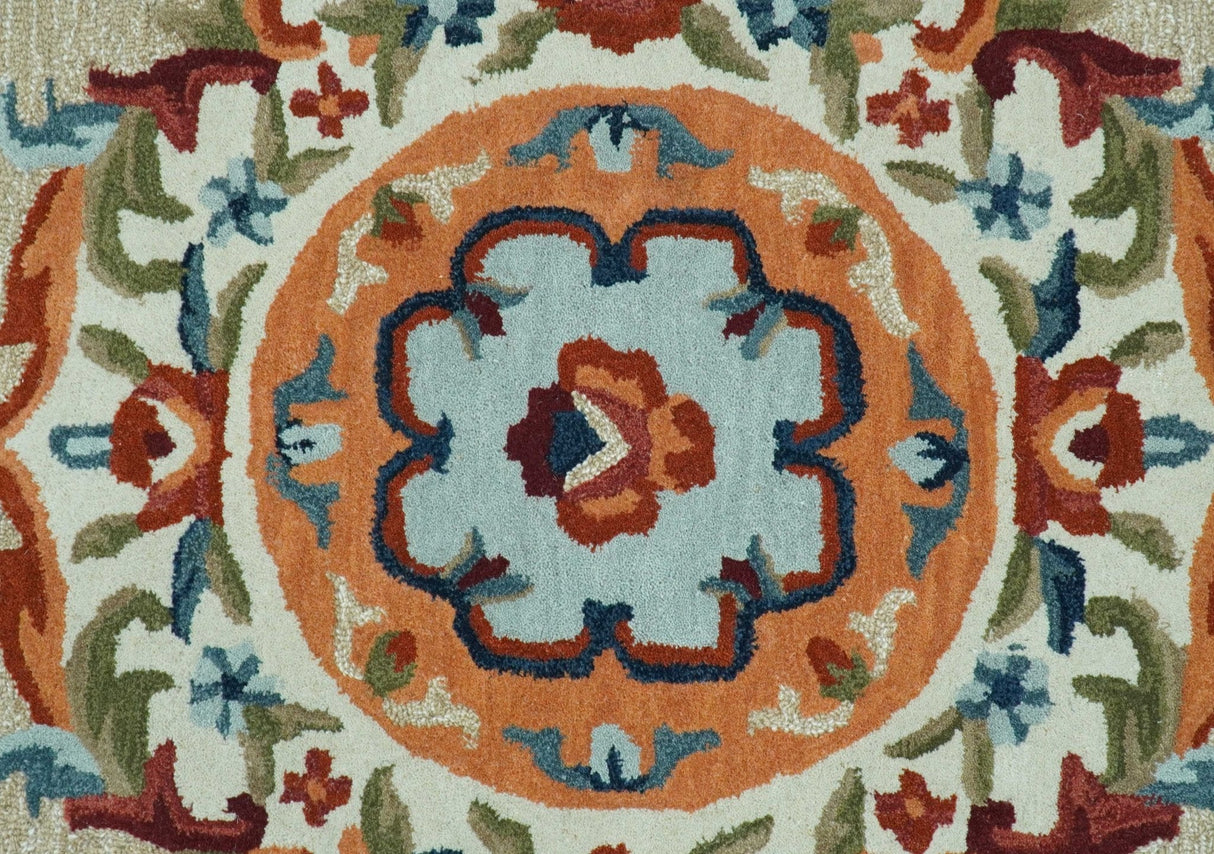 Custom Made Traditional Aubusson Design Beige And Brown Hand Tufted Wool Area Rug
