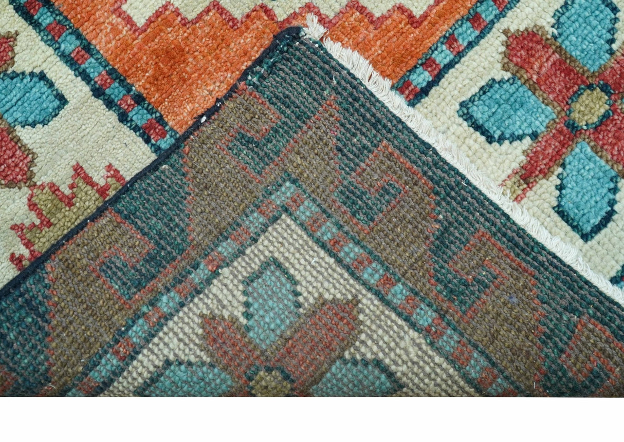 Custom Made Traditional Blue And Ivory Hand Knotted Wool Rug