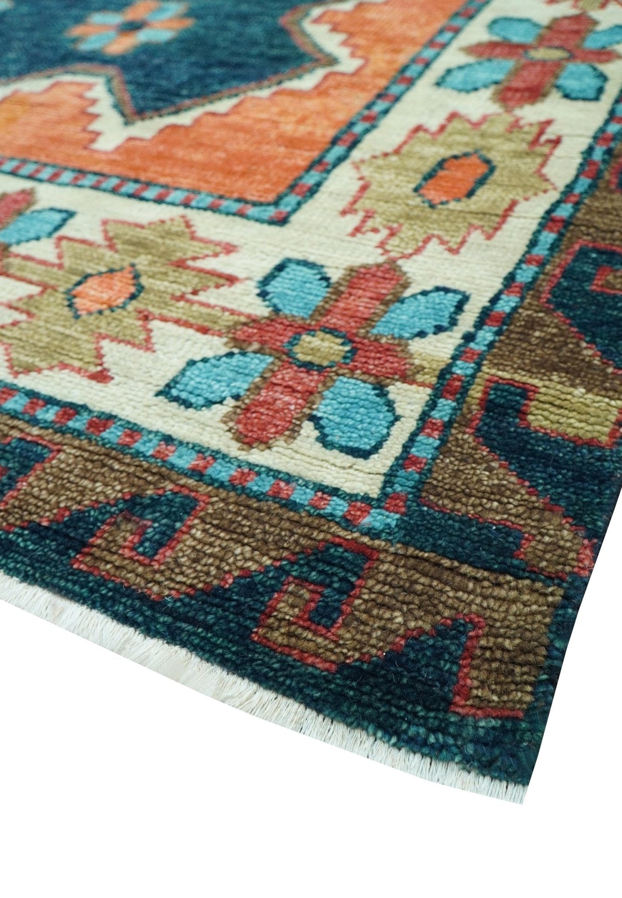 Custom Made Traditional Blue And Ivory Hand Knotted Wool Rug