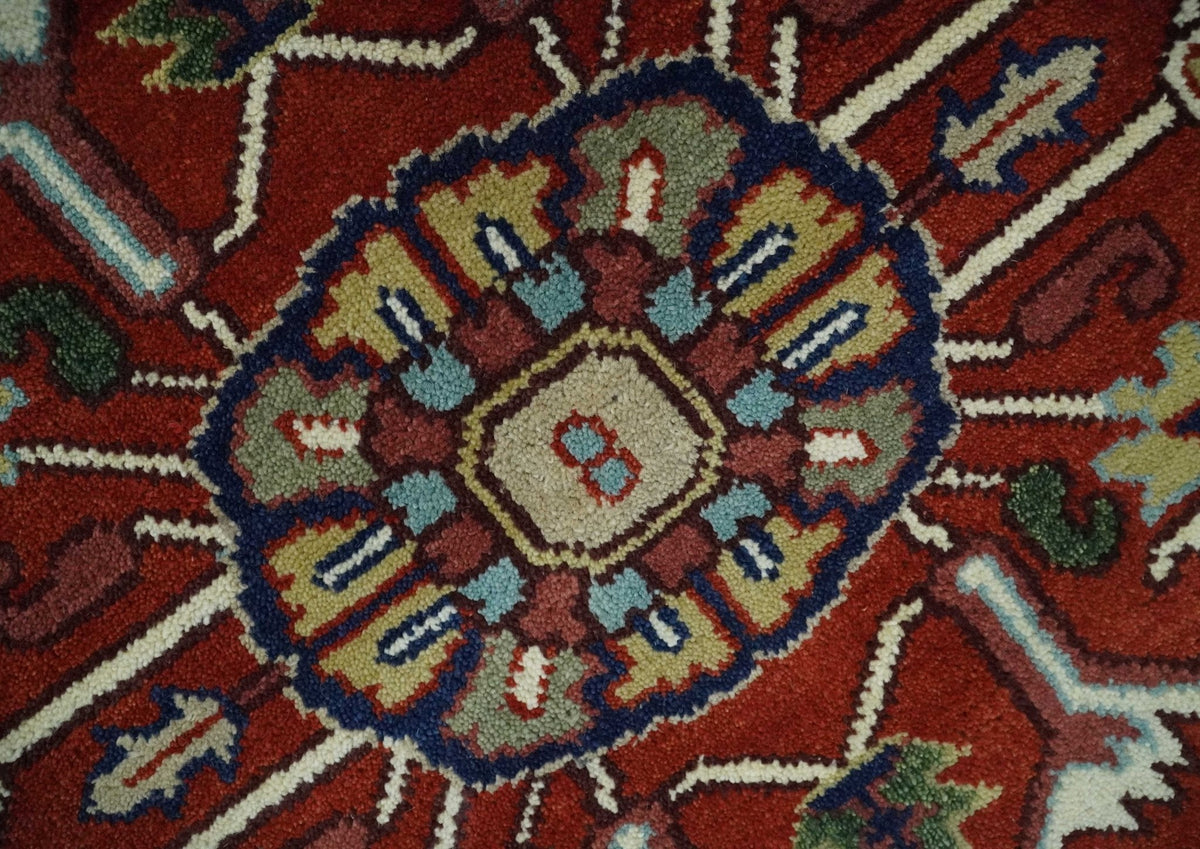 Custom Made Traditional Brown, Ivory and Blue Hand knotted Multi Size wool Area Rug
