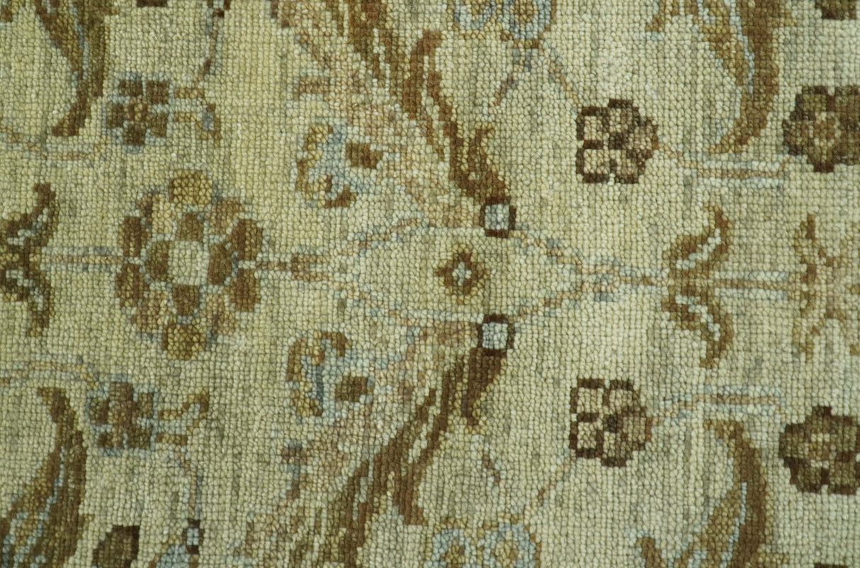 Custom Made Traditional Design Beige And Brown Hand Knotted wool area rug