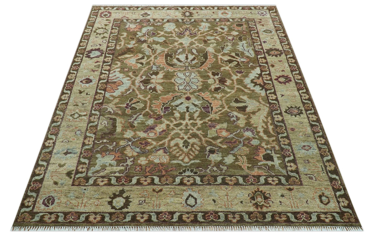 Custom Made Traditional Design Brown And Beige Hand Knotted wool area rug