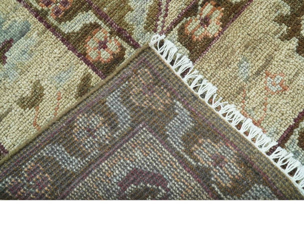 Custom Made Traditional Design Brown And Beige Hand Knotted wool area rug