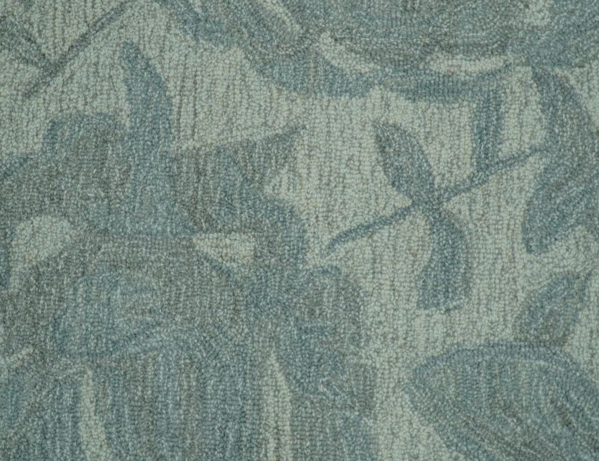 Custom Made Traditional Floral Design Silver And Blue Hand Tufted Wool Area Rug