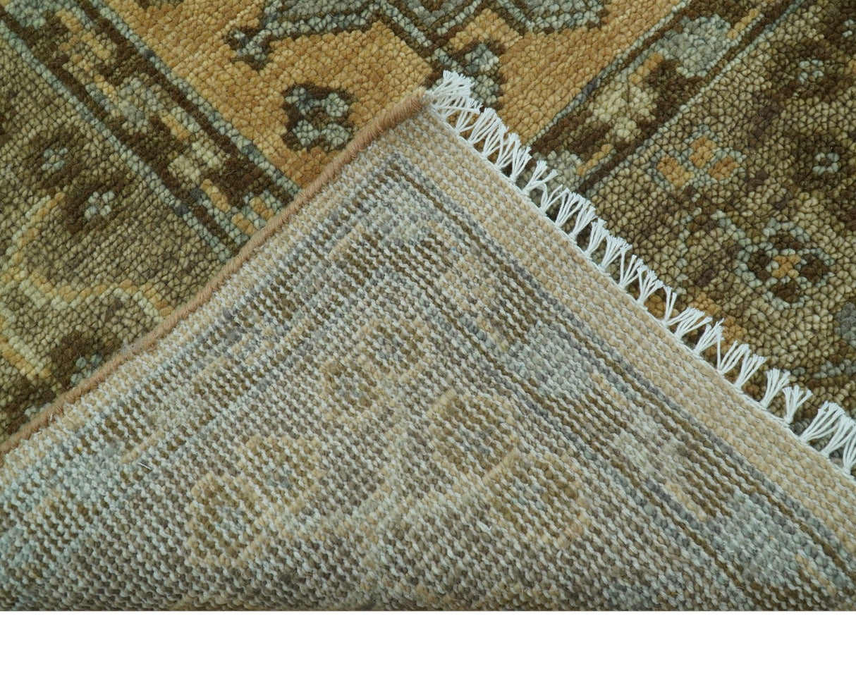 Custom Made Traditional Geometrical Design Peach And Silver Hand Knotted wool area rug