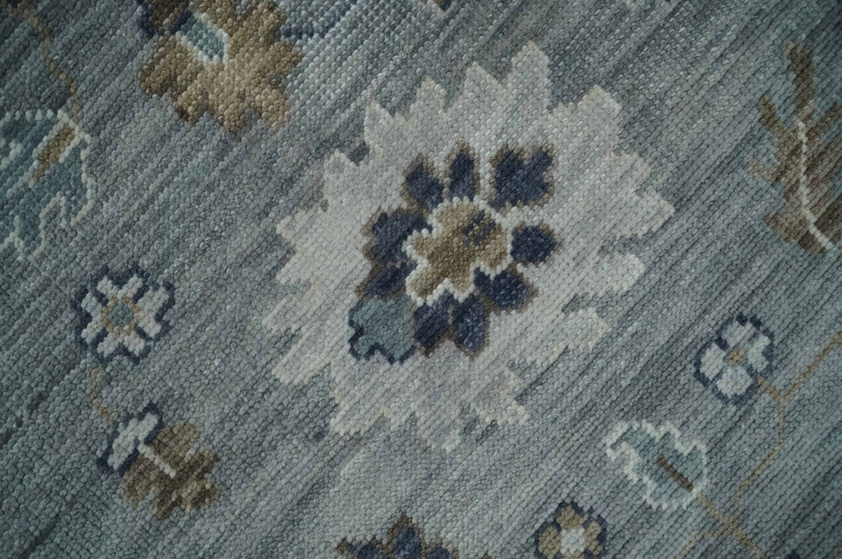 Custom Made Traditional Gray and Brown Multi Size Antique Style Hand knotted Wool Area Rug