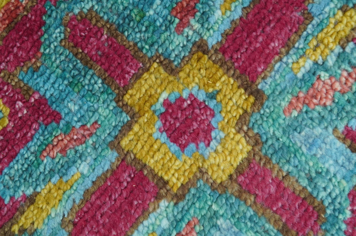 Custom Made Traditional Medallions Design Rust And Blue Hand Knotted Wool Rug