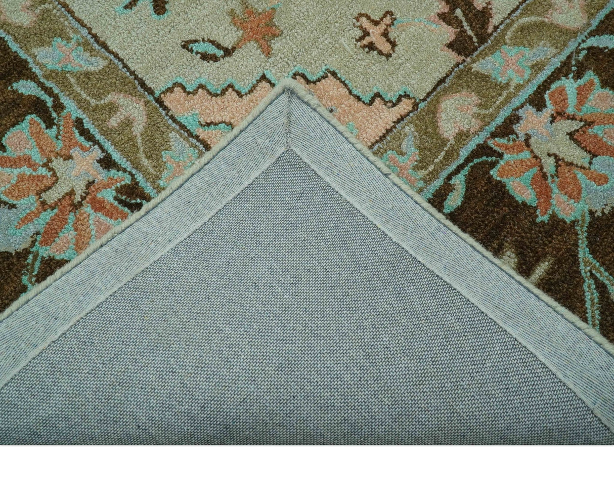Custom Made Traditional Oriental Design Beige And Brown Hand-Tufted Wool Area Rug