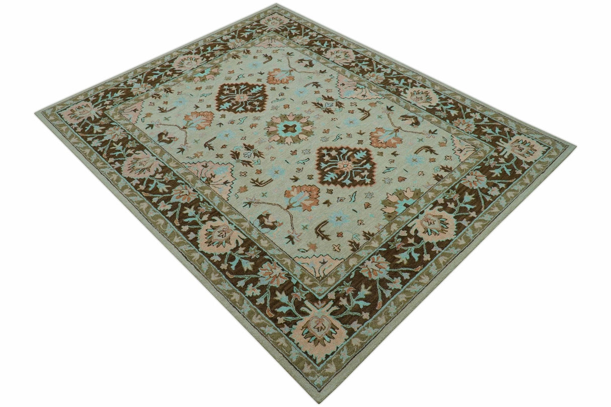 Custom Made Traditional Oriental Design Beige And Brown Hand-Tufted Wool Area Rug