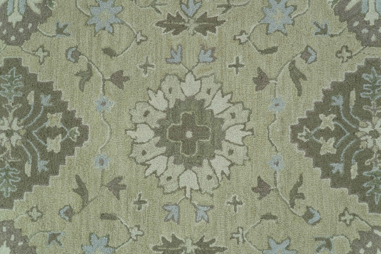 Custom Made Traditional Oriental Design Earthy Beige Hand-Tufted Wool Area Rug