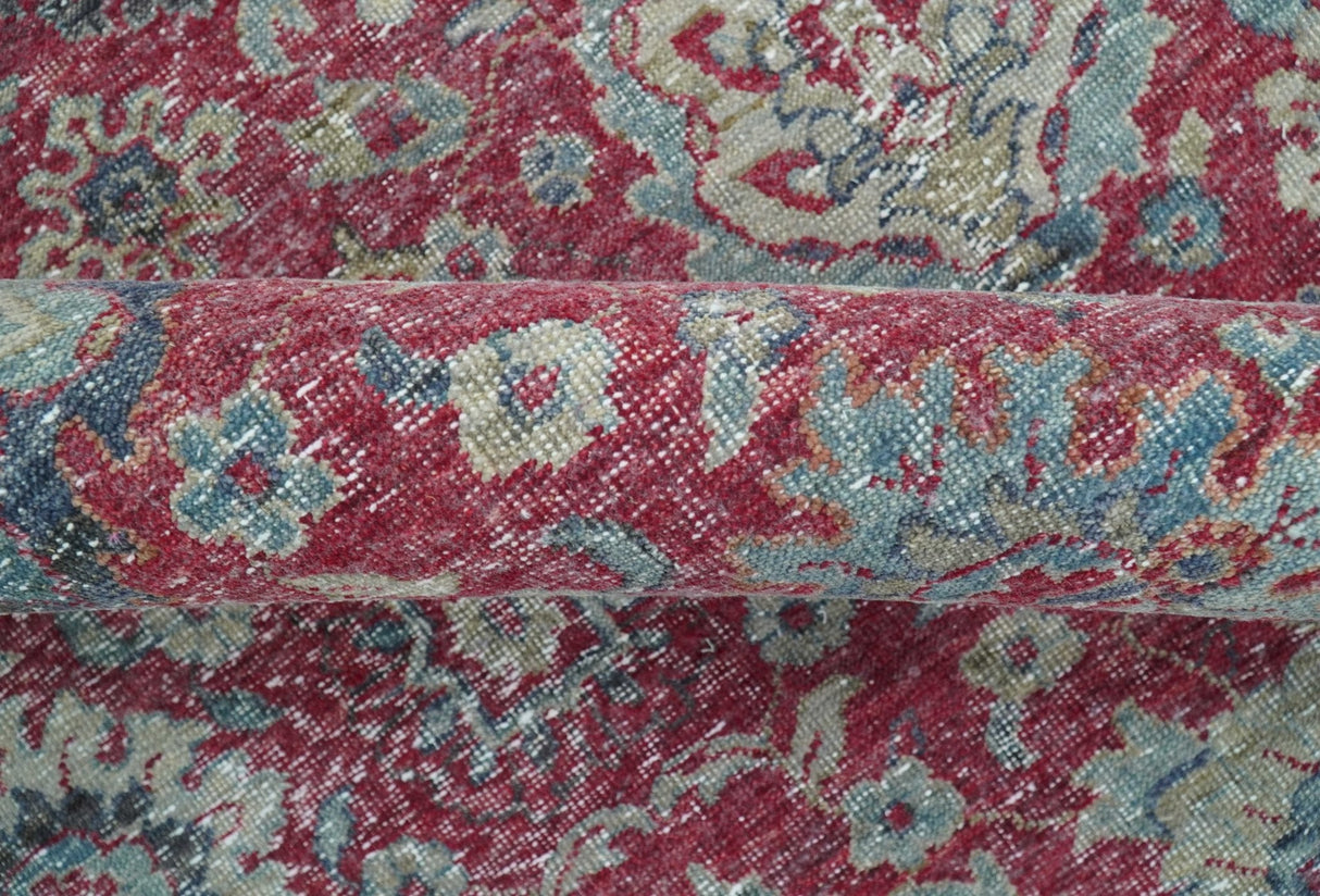 Custom Made Traditional Oriental Design Red And Blue Hand Knotted Wool Area Rug