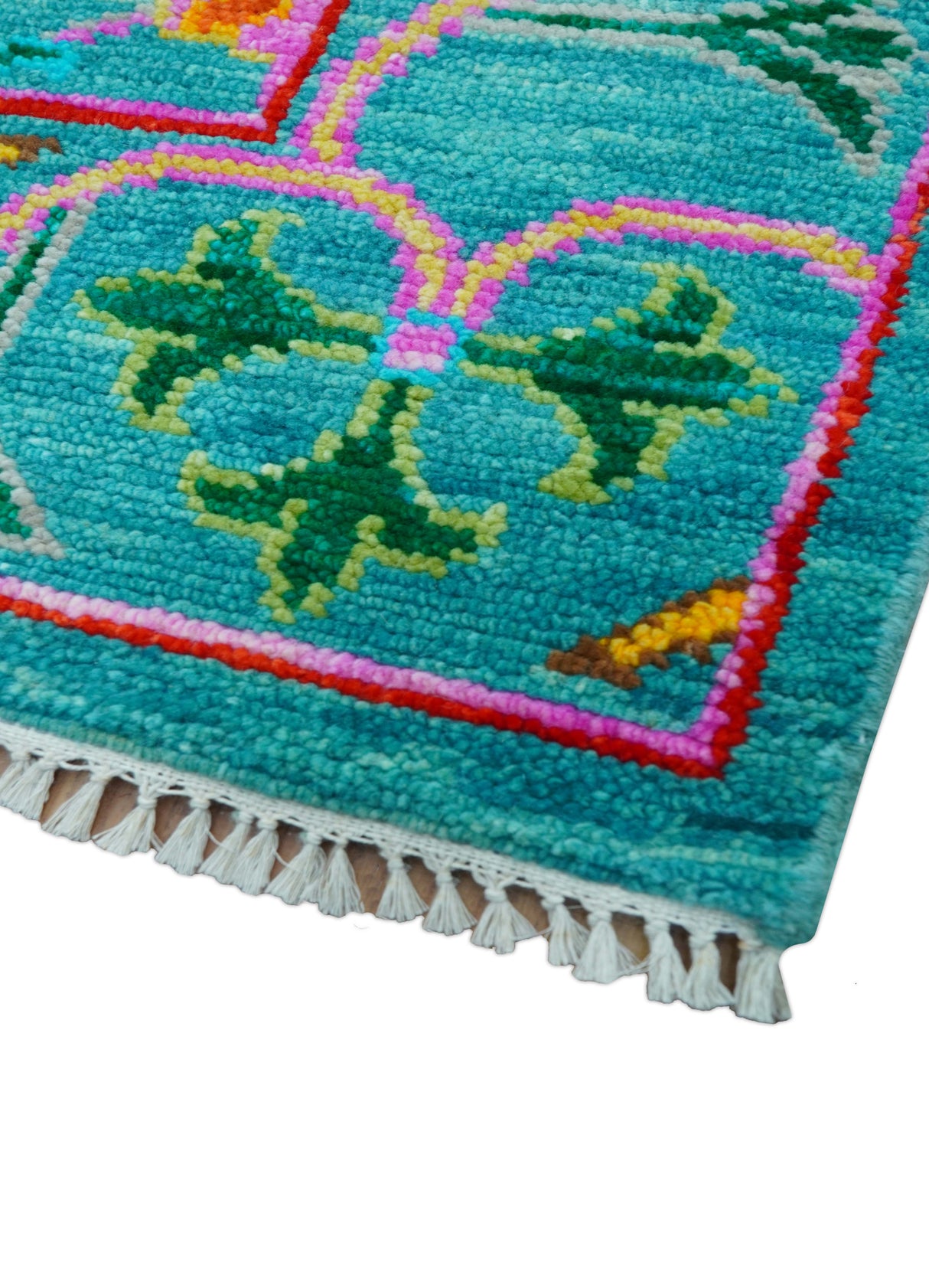 Custom Made Traditional Oriental Design Teal Hand Knotted Wool Area Rug