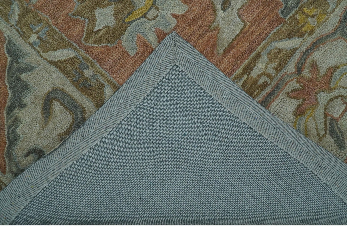 Custom Made Traditional Oriental Rust And Ivory Hand Tufted Wool Area Rug