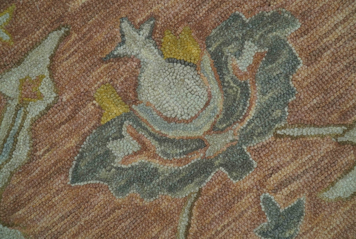 Custom Made Traditional Oriental Rust And Ivory Hand Tufted Wool Area Rug