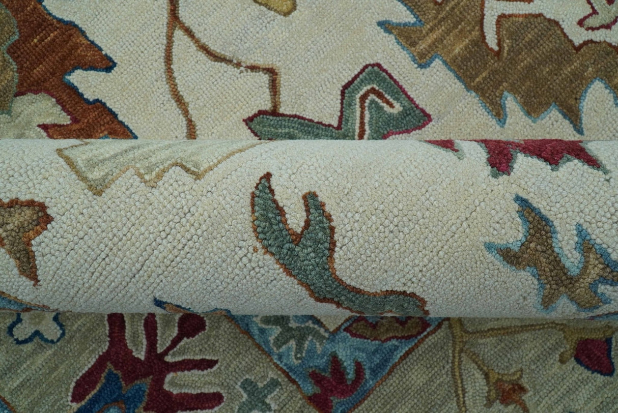 Custom Made Traditional Oushak Blue And Beige Hand Tufted Wool Rug