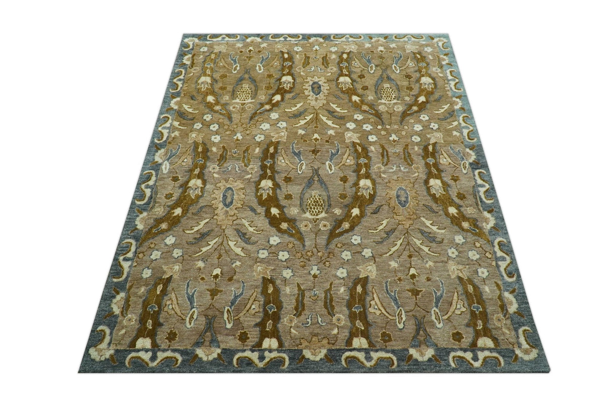 Custom Made Traditional Oushak Brown Hand Tufted Wool Area Rug