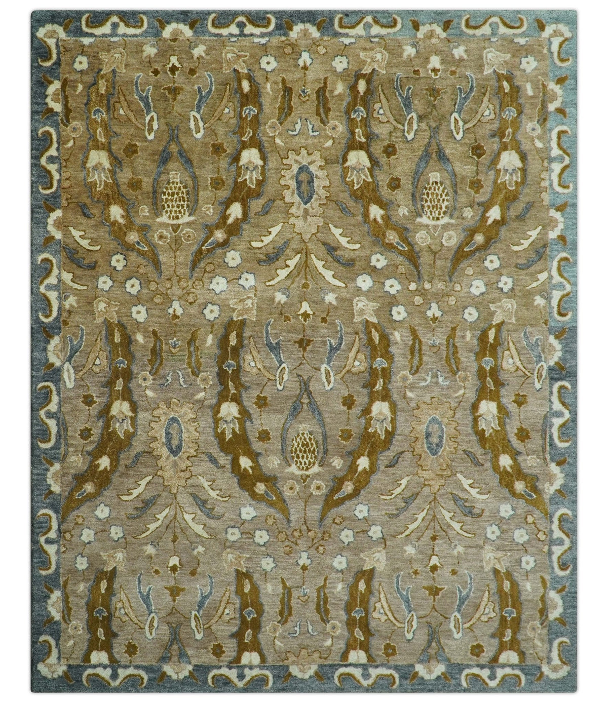 Custom Made Traditional Oushak Brown Hand Tufted Wool Area Rug
