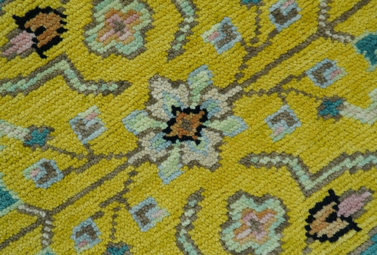 Custom Made Traditional Oushak Design mustard Hand Knotted Wool Area Rug