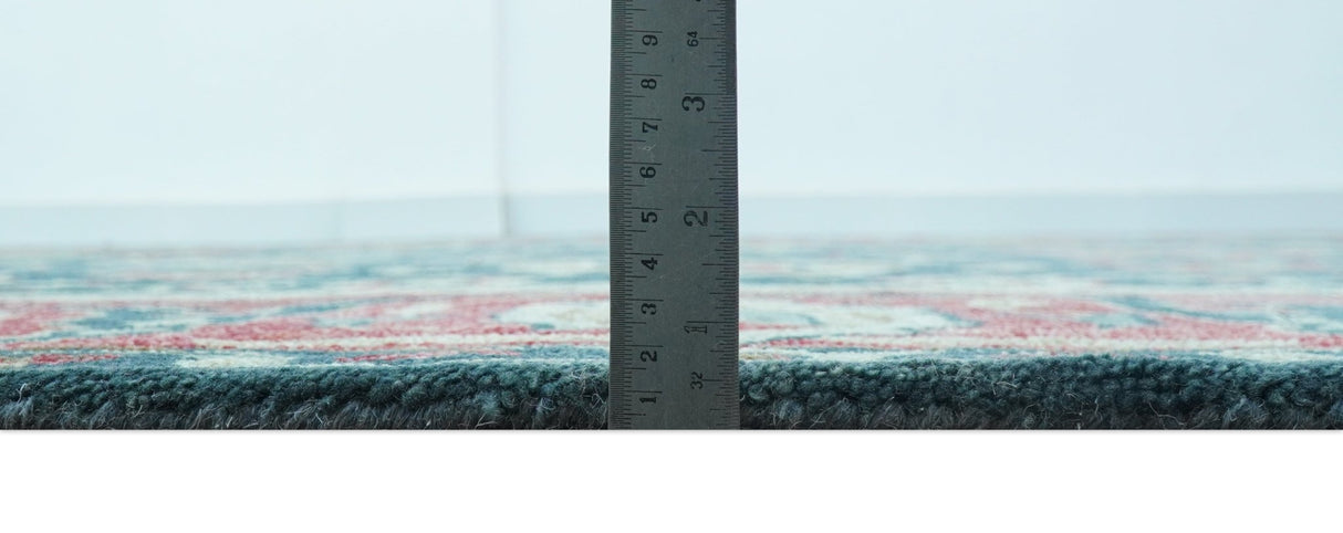 Custom Made Traditional Oushak Design Teal Hand Tufted Wool Rug