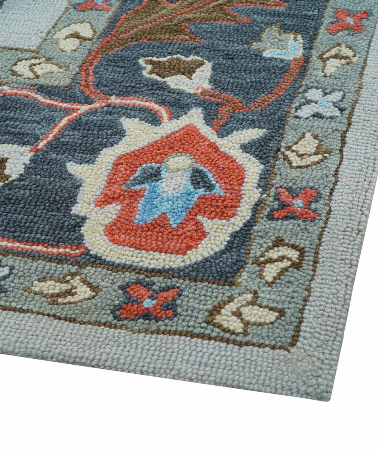 Custom Made Traditional Oushak Silver Hand Tufted Wool Area Rug