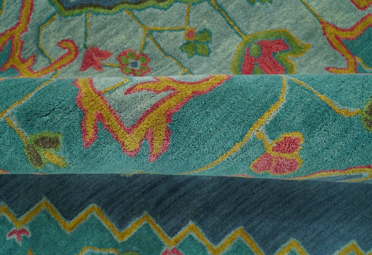 Custom Made Traditional Serapi Design Blue And Yellow Hand Tufted Wool Rug