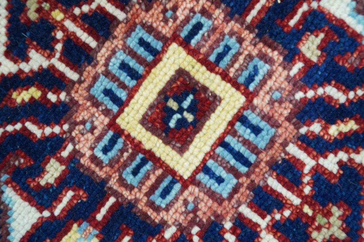Custom Made Traditional Serapi Rust And Blue Hand Knotted wool area rug
