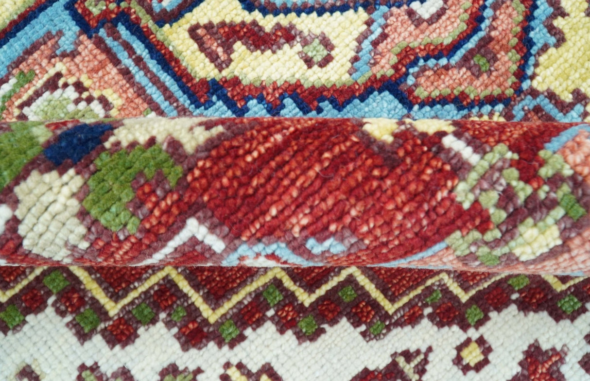 Custom Made Traditional Serapi Rust And Blue Hand Knotted wool area rug