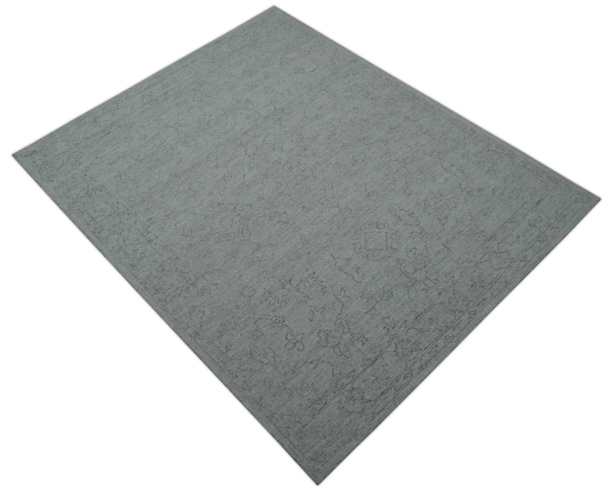Custom Made Traditional Transitional Gray Hand Tufted wool rug