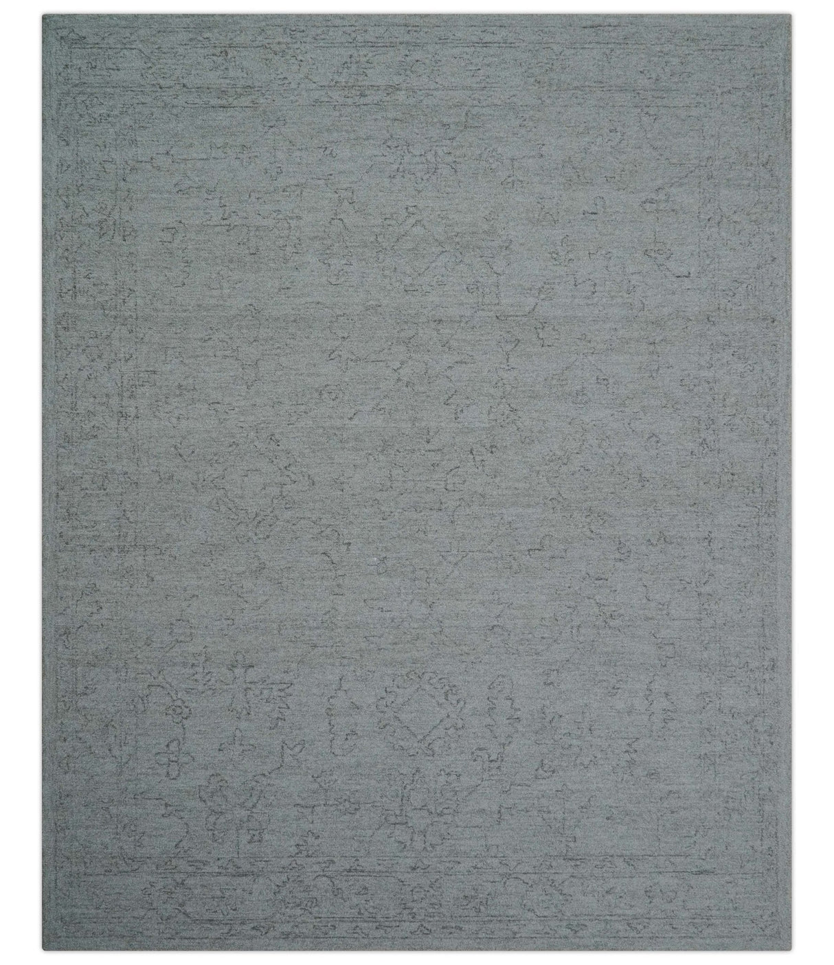 Custom Made Traditional Transitional Gray Hand Tufted wool rug