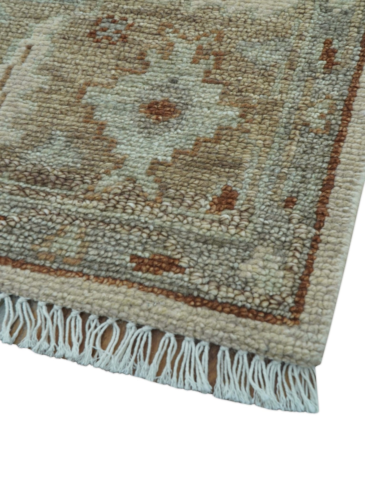 Custom Made Traditional Turkish Beige Hand knotted Wool Area Rug