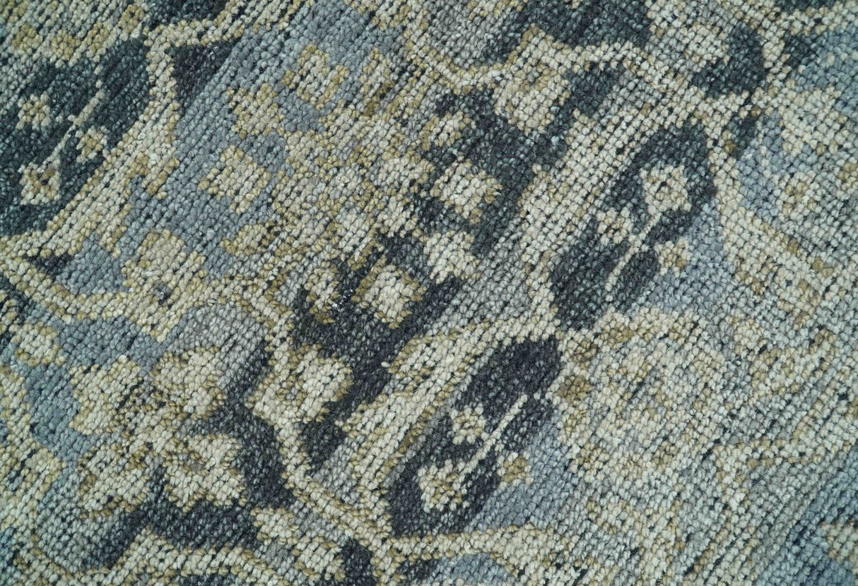 Custom Made Traditional Turkish Gray And Charcoal Hand Knotted Wool Rug