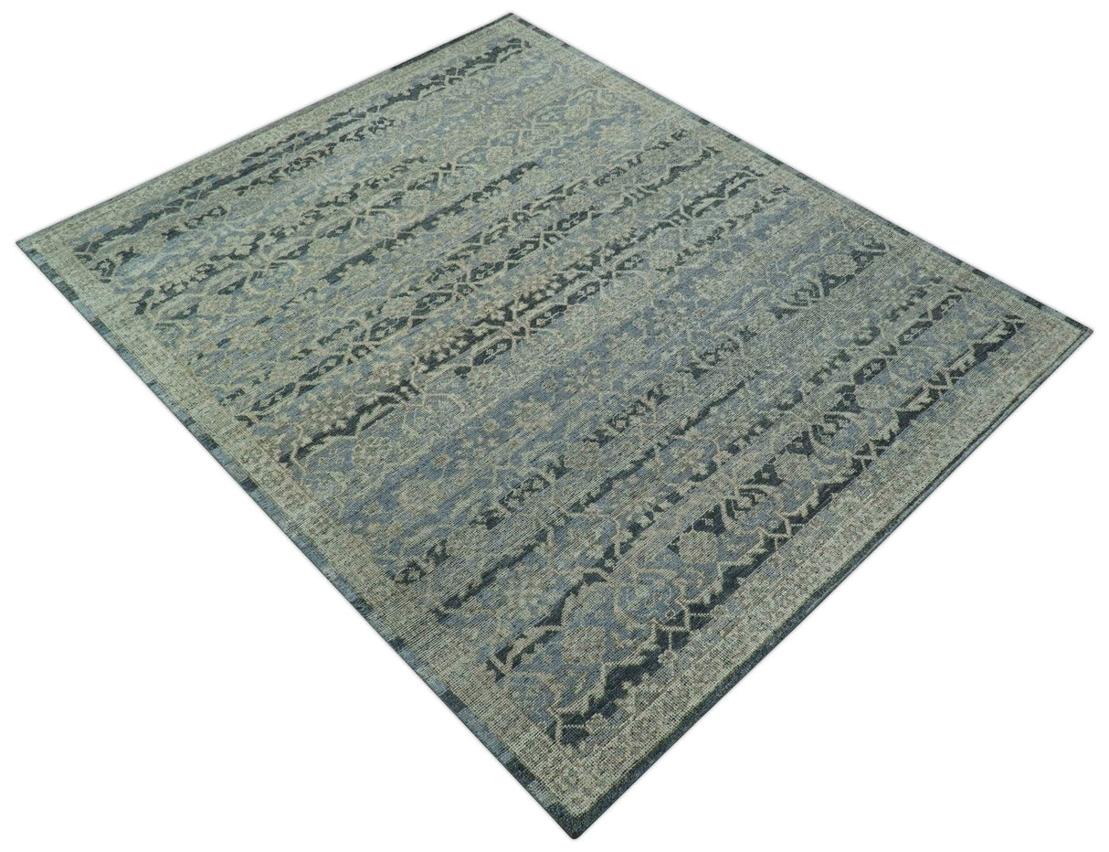 Custom Made Traditional Turkish Gray And Charcoal Hand Knotted Wool Rug