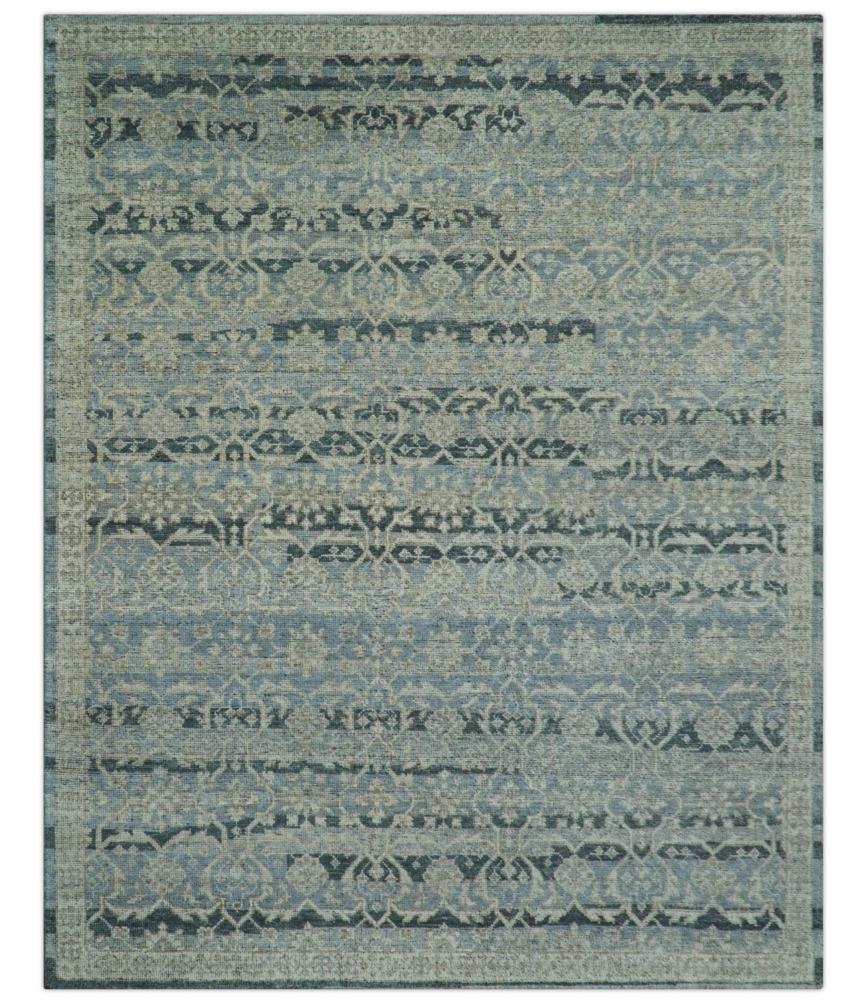 Custom Made Traditional Turkish Gray And Charcoal Hand Knotted Wool Rug