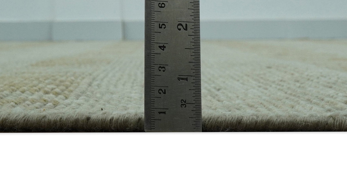 Custom Made Transitional Design Beige Hand Knotted Wool Area Rug