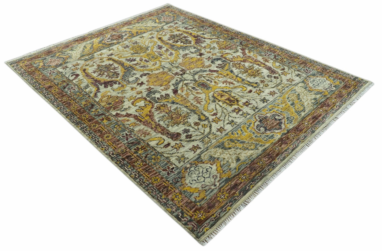 Custom Made Transitional Silver, Gold and Gray Hand Knotted Wool Rug