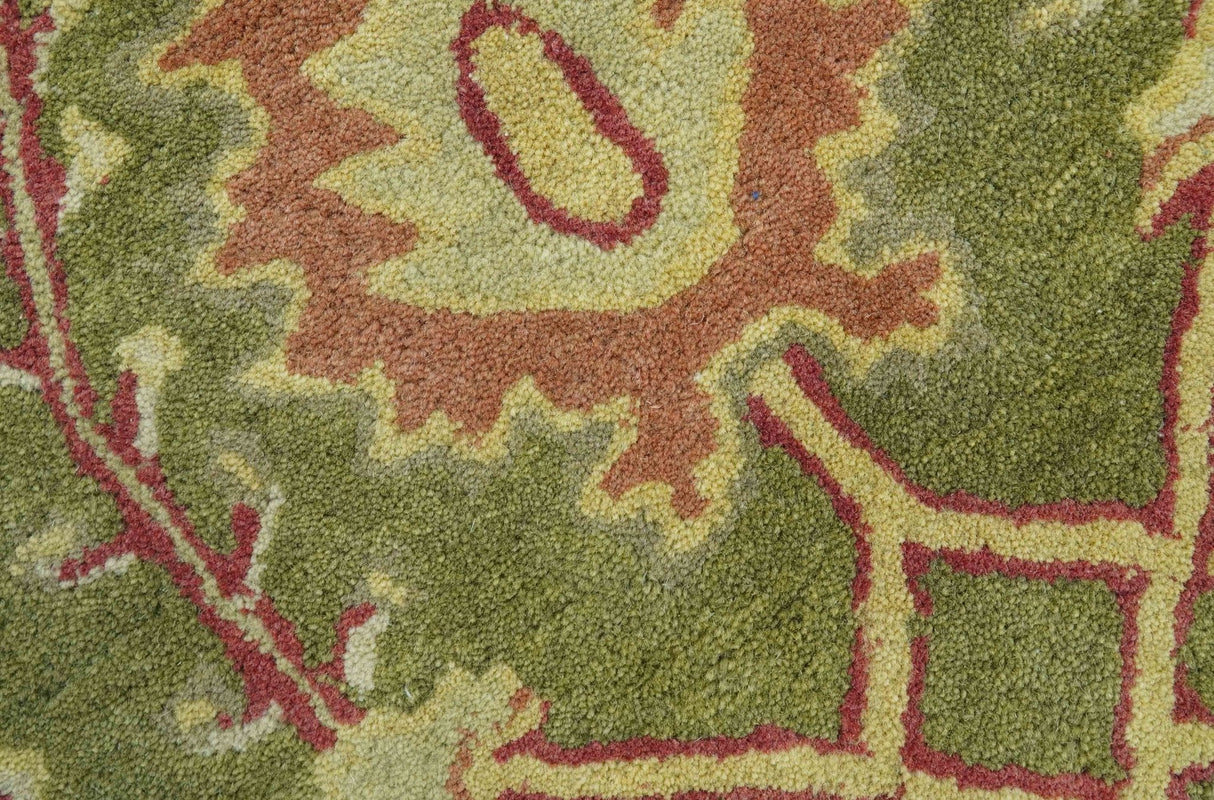 Custom Made Tree of life Green And Red Traditional Design Hand Tufted Wool Rug