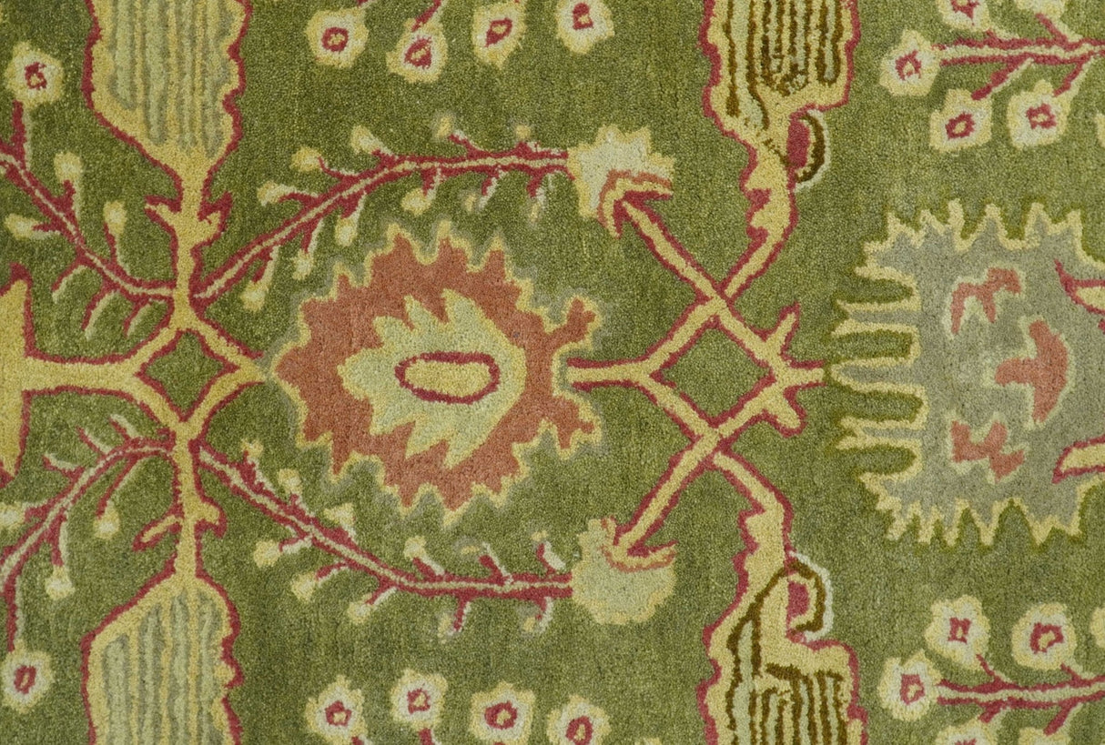 Custom Made Tree of life Green And Red Traditional Design Hand Tufted Wool Rug