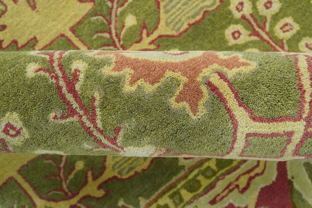 Custom Made Tree of life Green And Red Traditional Design Hand Tufted Wool Rug