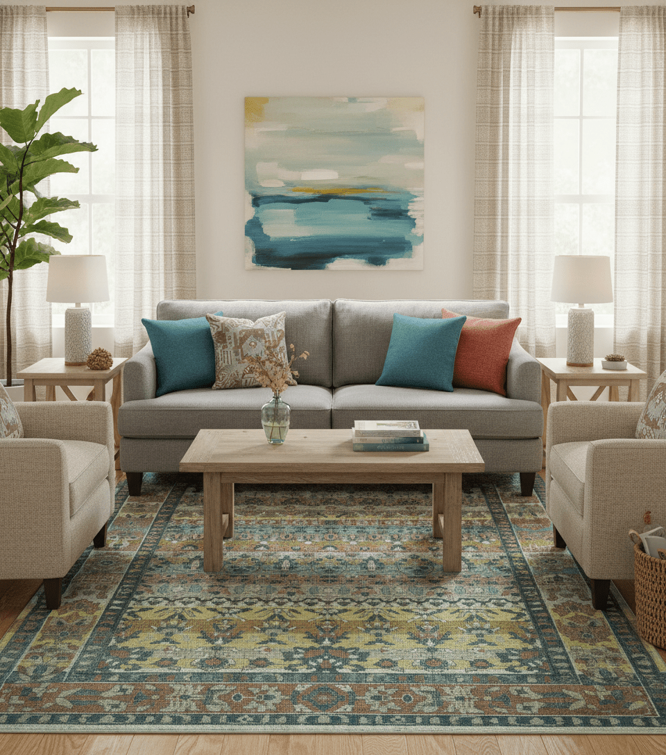 Custom Made Turkish Design Multi color Hand Knotted Wool Rug